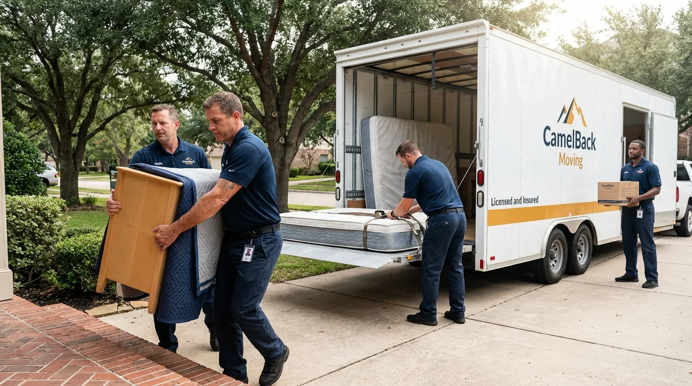 Crew loading residential truck for cross-state move from Pine Grove Mills, PA