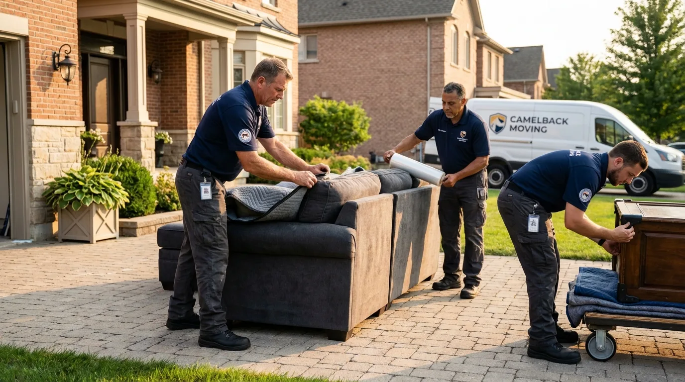 Large estate moving crew wrapping furniture in Pine Grove Mills, PA