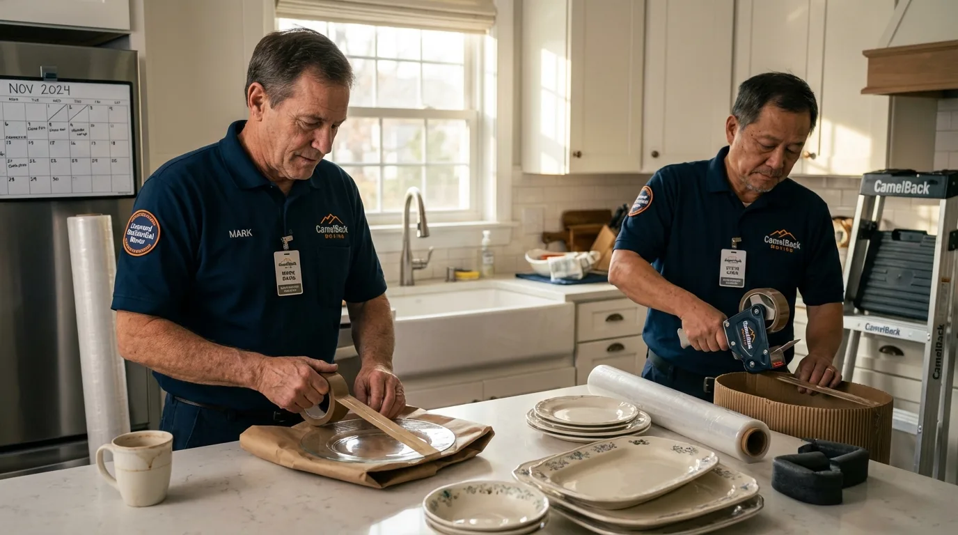 Professional crew packing kitchen dishware in Pine Grove Mills, PA